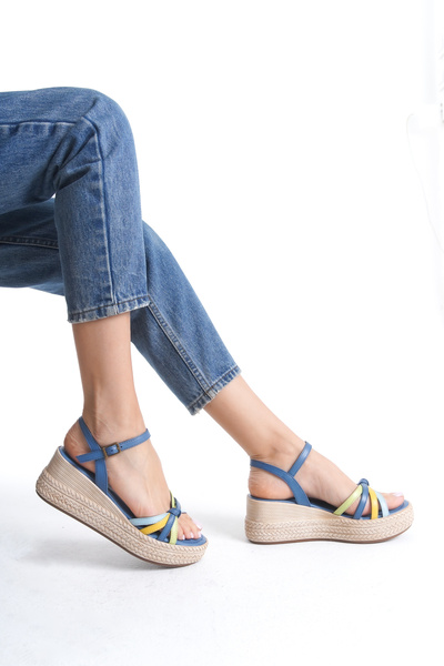 Elile Shoes Genuine Leather Soft Sole Wedge Heel Sandals