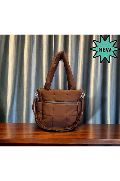 Nuggita Geantă de umăr Chestnut Speciale Quadrato Puffer Bag