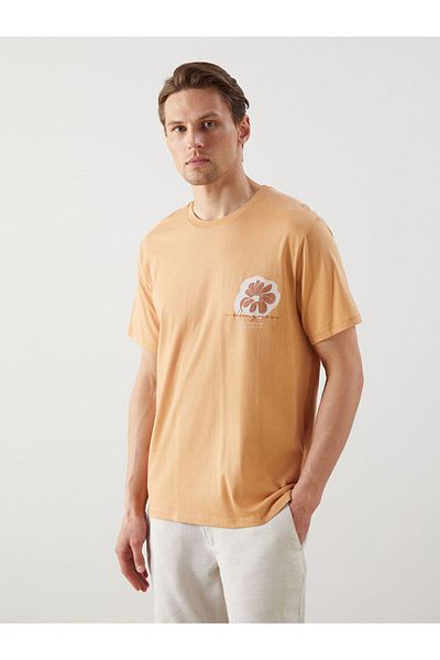 LC Waikiki Νέα σεζόν Crew Neck κοντομάνικο εμπριμέ χτενισμένο βαμβακερό ανδρικό Tisort - S5J692Z8