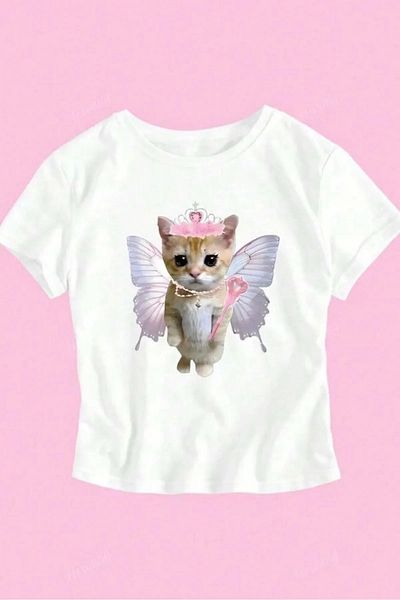 Gofeel Ζώνη Oversize Queen Cat Print Λεπτομερής κοπή