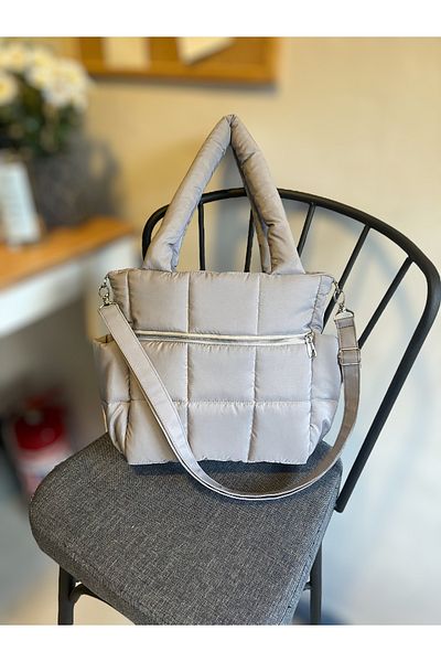 Nuggita Geantă de umăr Speciale Quadrato Puffer Bag pentru femei, gri deschis