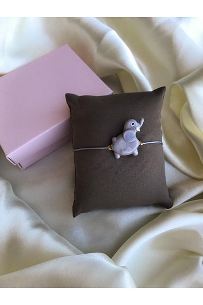 PEONY - peonyofficiall Elephant Glass Murano Bracelet Gray String Bracelet