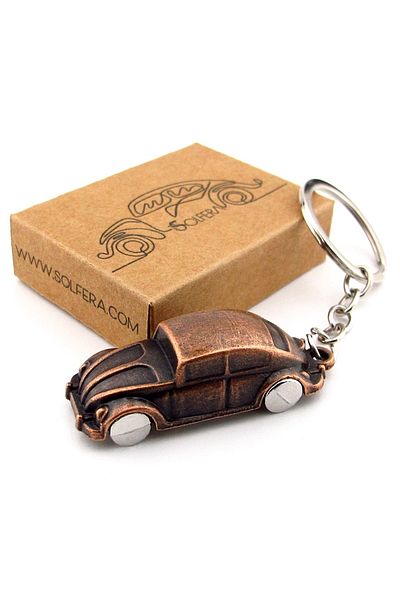 Solfera Copper Color Vosvos Beetle Nostalgic Car Tortoise Metal Keychain Kc271