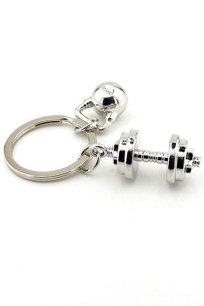 Solfera Silver Color Dumbbell Weight Fitness Bodybuilding Barbell Metal Keychain Kc272