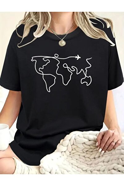 Panda Baskı Tekstil تيشيرت كبير الحجم مطبوع بتصميم خاص للسفر