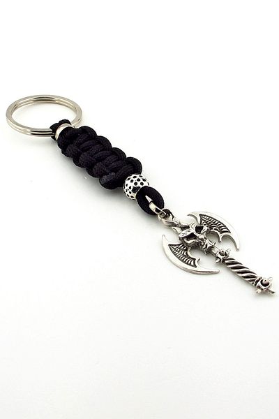 Solfera Diablo Black Macrame Axe - Metal Mesh, Kc320 Keychain