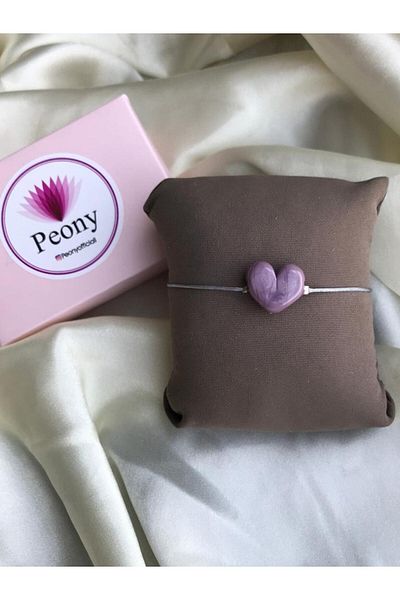 PEONY - peonyofficiall Purple Heart Glass Murano Bracelet Gray String Bracelet