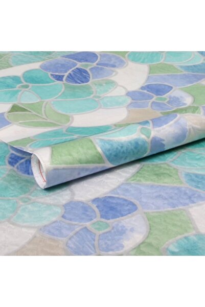 d-c-fix 346-2665 Mavi Çiçekli Cam Vitray Folyo Kendinden Yapışkanlı