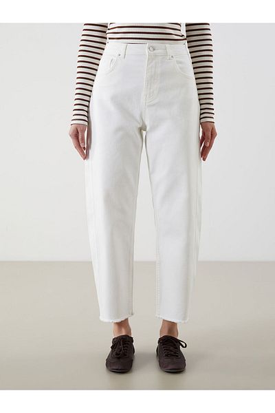 LC Waikiki Lcw Modest White Baggy Fit Women's Jean Trousers