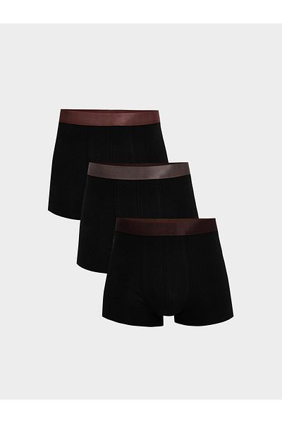 LC Waikiki Black Standard Fit Cotton Flexible Men's Boxers 3 Pcs