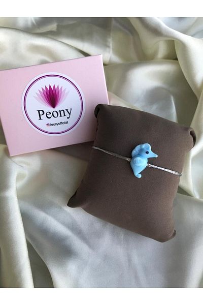 PEONY - peonyofficiall Blue Sea Horse Glass Murano Bracelet Silver String Bracelet
