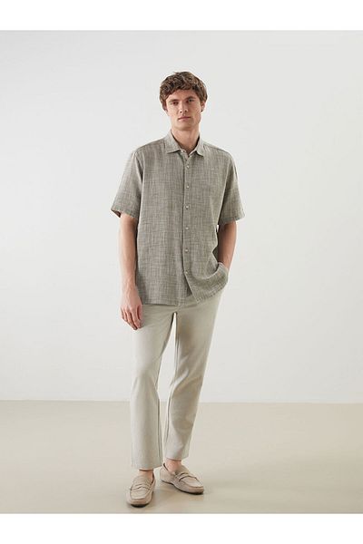 LC Waikiki Ανδρικό πουκάμισο με υφή με κοντό μανίκι New Season Regular Fit - S5OJ05Z8
