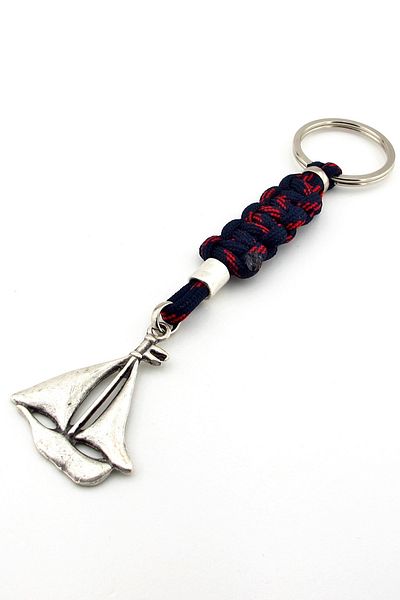 Solfera Navy Blue-Red Macrame Sailing Ship Keychain Kc298