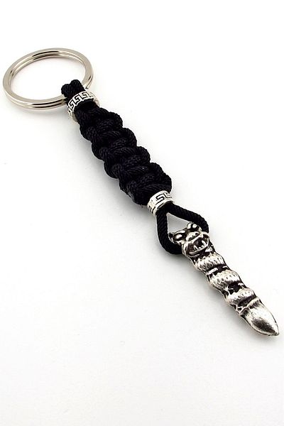 Solfera Good Fortune Totem Black Macrame Knitting Metal Keychain Kc296