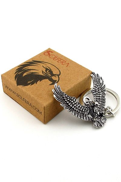 Solfera Wings Opened Predator Eagle Bird Metal Keychain Kc287