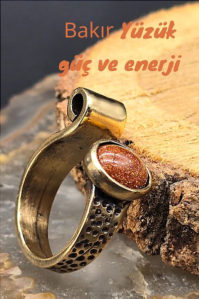 NBS Beautiful Naturel Stones Copper Pure Special Design Adjustable Ring Star Stone