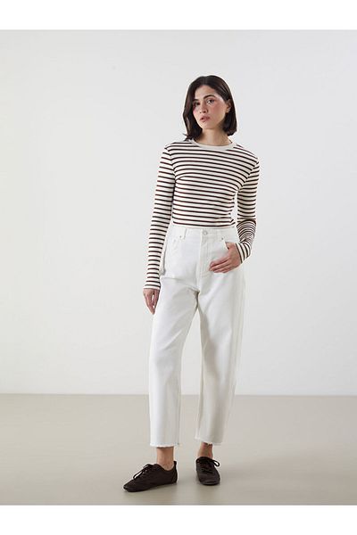 LC Waikiki Lcw Modest White Baggy Fit Women's Jean Trousers