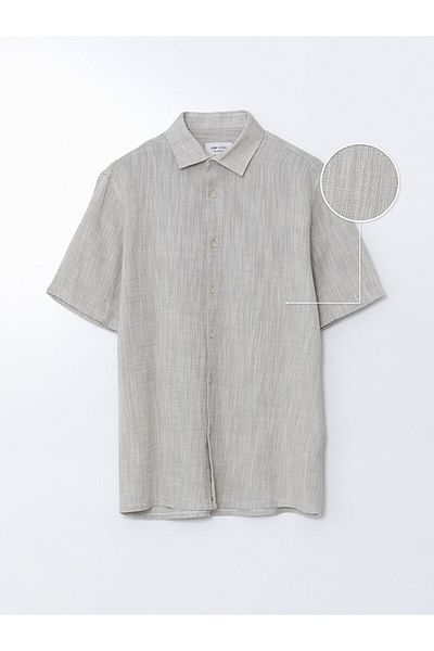 LC Waikiki Lcw Vision Gray Regular Fit Short Sleeve Men's Textured Shirt