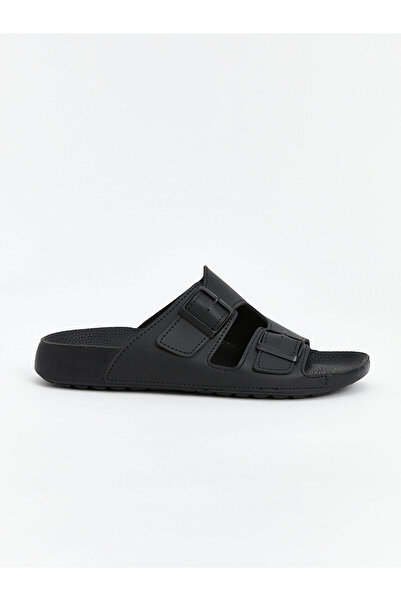 LC Waikiki Black Leather Look Men's Slippers