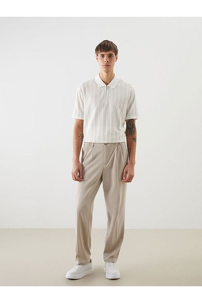 LC Waikiki New Season Polo Neck Striped Men's Textured T-Shirt - S5P554Z8