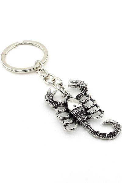 Solfera Scorpio Zodiac Astrology Shiny Metal Keychain with Zircon Stone Rz286