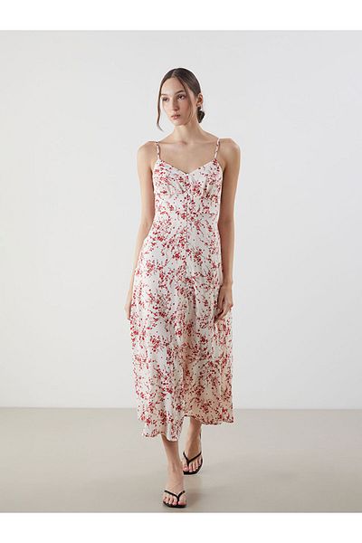 LC Waikiki New Season V-Neck Floral Dress - S5Mt81Z8