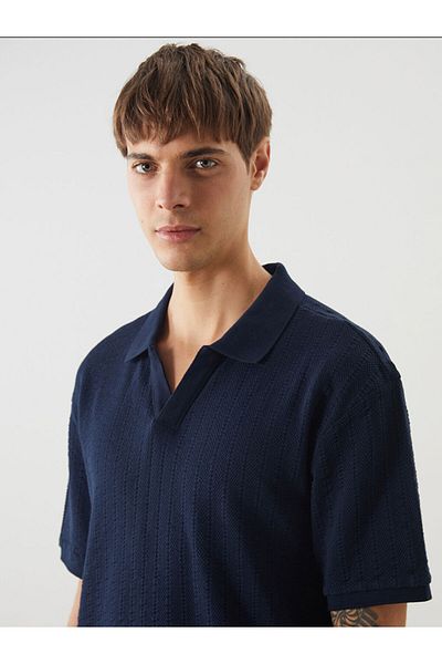 LC Waikiki Ανδρικό μπλουζάκι LCW Vision Navy Blue Polo Neck