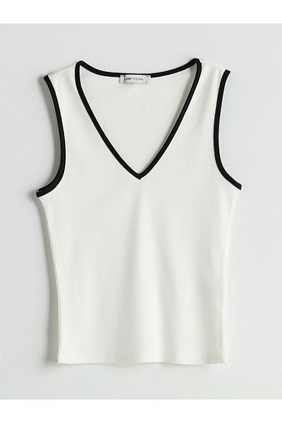LC Waikiki Lcw Vision Ecru V-Neck Women's Tank Top