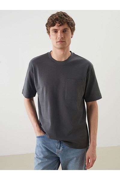LC Waikiki Lcw Vision Gray Crew Neck Printed Combed Cotton Men's T-Shirt