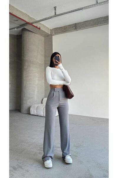 Zelse Beli Cırtlı Palazzo Model Pantolon