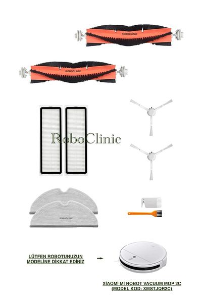 Roboclinic Xiaomi Mi Robot Vacuum Mop 2C Robot Vacuum Cleaner Compatible Replacement Brush, Hepa Filter, Mop Set-10 Pieces