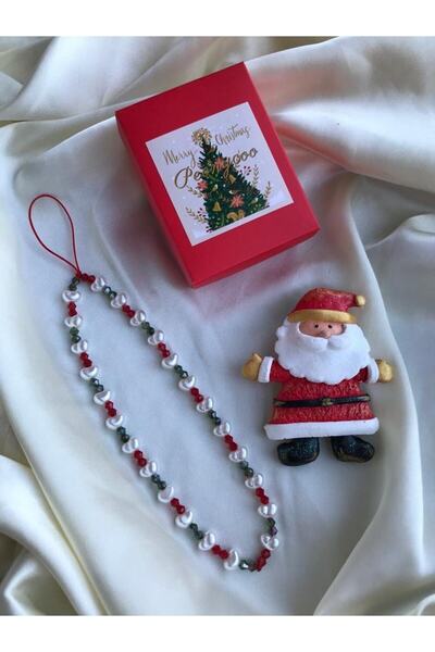 PEONY - peonyofficiall New Year Pearl and Double Crystal Detailed Phone String New Year Themed Christmas Phone Charm