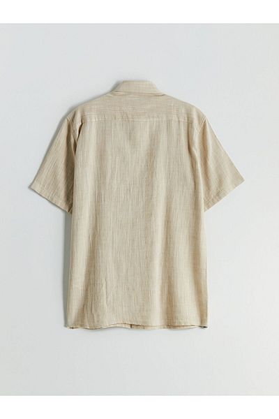 LC Waikiki Ανδρικό πουκάμισο με κοντό μανίκι LCW Vision Brown Regular Fit