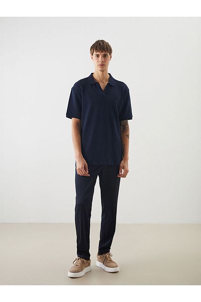 LC Waikiki Ανδρικό μπλουζάκι LCW Vision Navy Blue Polo Neck