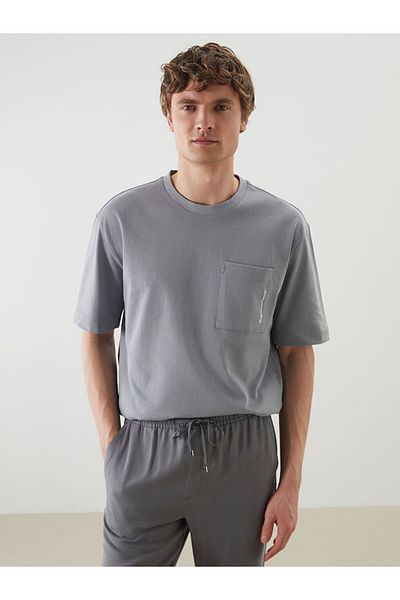 LC Waikiki Lcw Vision Gray Crew Neck Printed Combed Cotton Men's T-Shirt
