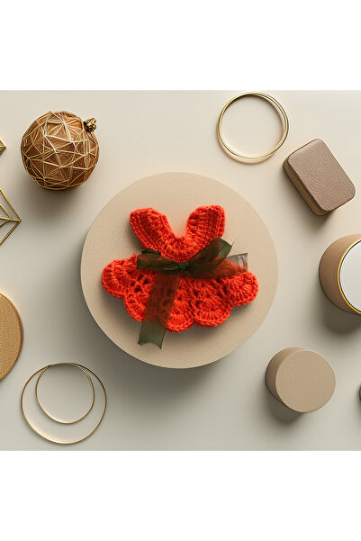 Lady Fify Hamster için Yeşil Kurdaleli Turuncu Elbise