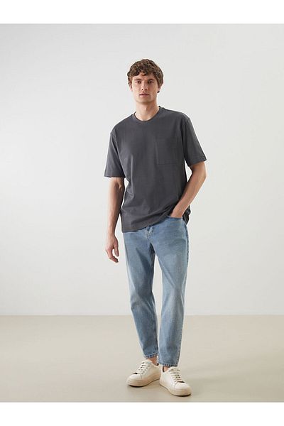LC Waikiki Lcw Vision Gray Crew Neck Printed Combed Cotton Men's T-Shirt