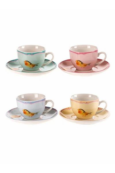 Paşabahçe 4-Person Porcelain Cup Set 8 Pieces 90 Cc