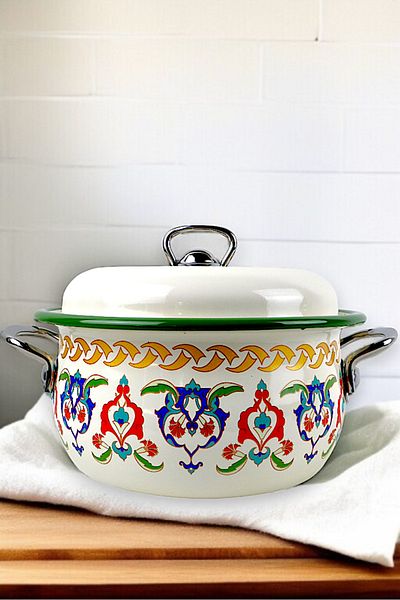 İnci Emaye No. 22 Enamel Pot, Serving, Food Camping, Picnic, Dowry