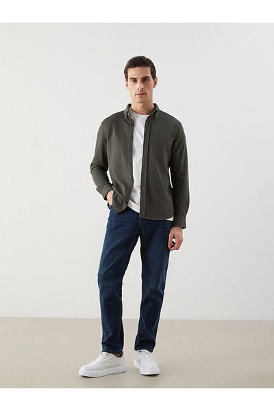 LC Waikiki Ανδρικό πουκάμισο LCWAIKIKI Classic Khaki Regular Fit μακρυμάνικο Oxford