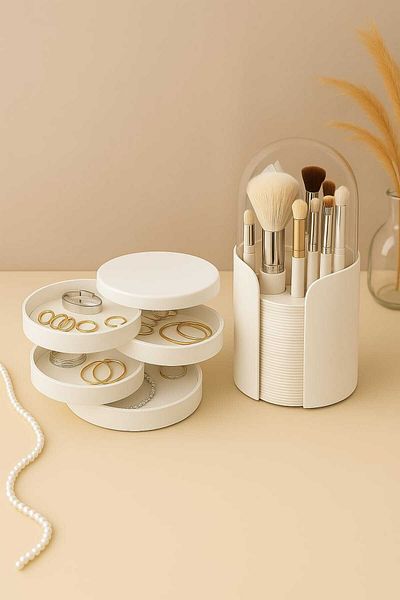 Higienox White Makeup and Jewelry Organizer Set