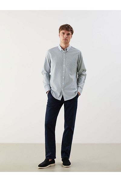 LC Waikiki Regular Fit Long Sleeve Striped Poplin Men's Shirt