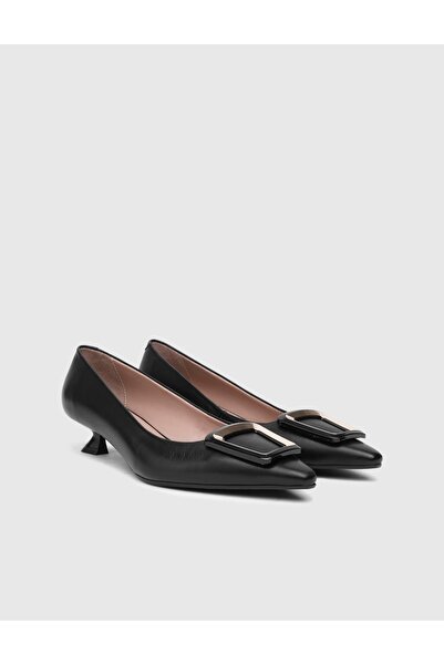 İLVİ Kinga Hakiki Deri Kadın Siyah Topuklu Ayakkabı