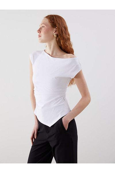 LC Waikiki Lcw Vision White Boat Neck Women's Blouse