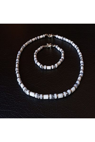 Asteria Elite Howlite Crystal Calmness, Purification and Balance Necklace Bracelet Set
