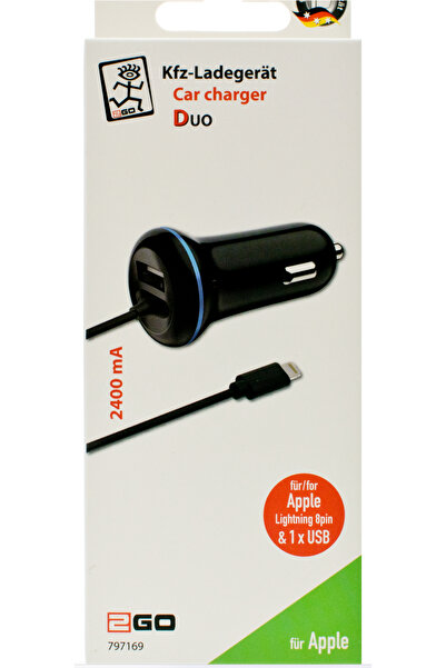 2go Încărcător rapid USB pentru brichetă auto pentru iPhone Apple 8Pin cu cab...
