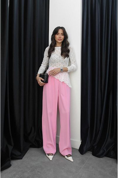 Havoş Pink Gold Button Detailed Palazzo Trousers