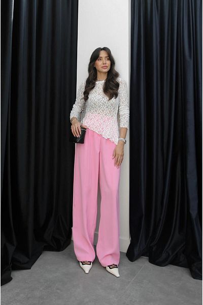 Havoş Pink Gold Button Detailed Palazzo Trousers