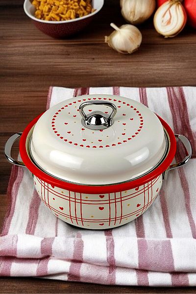 İnci Emaye No. 22 Enamel Pot, Serving, Food Camping, Picnic, Dowry