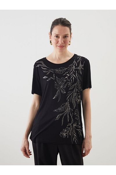 LC Waikiki Tricou de damă cu decolteu cu flori de sezon nou - S5KS56Z8